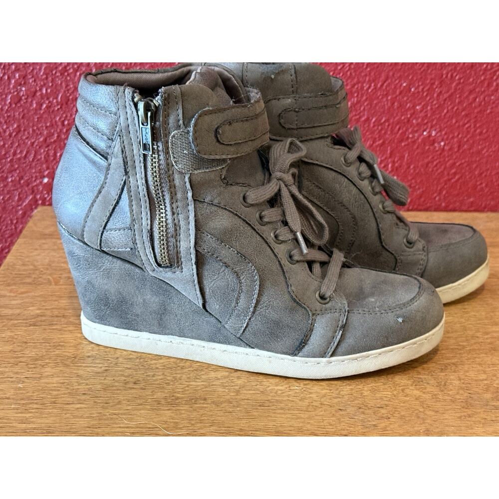 Womens Candies Shoes Boot 8 M Platform CoverdWedge Tie Zipped Hook Loop Strap